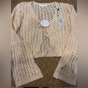 Women's Cream V-Neck Knit Sweater